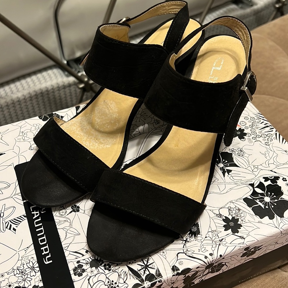 Black strap heels
